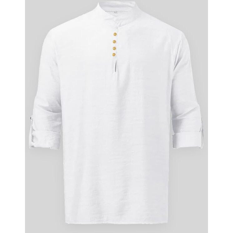 Be Active Men's Solid 100% Cotton Short Kurta With Mandarin Collar || Short Kurta For Men Cotton || Stylish Short Kurta || Short Kurta Men (Wpl0146-1-Xl) White