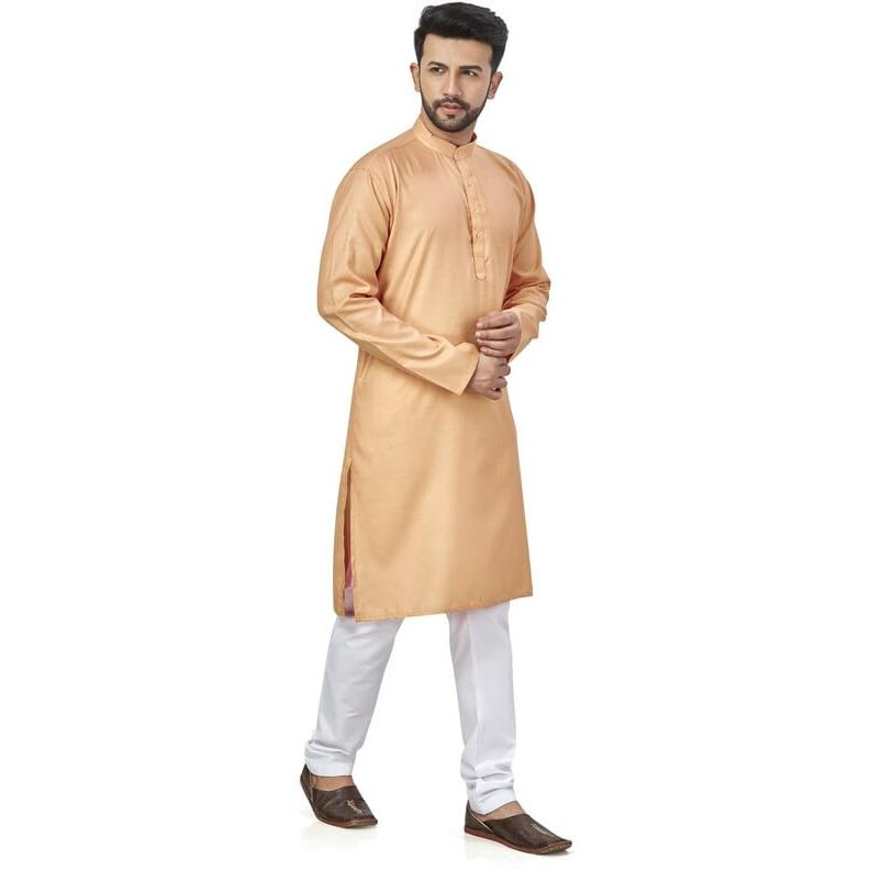 Be Active Men's Traditional Solid Full Sleeves Kurta || Cotton Kurta For Men || Men Kurta For Wedding || Kurta For Men (N-Rfsk0001 35 Kr L) Coral