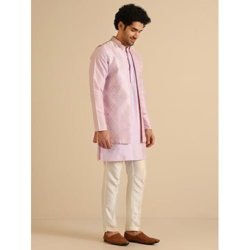 Kisah Kurta Pajama Set For Men With Modi Jacket  Ethnic Kurta For Man | Wedding Dress Set & Traditional Outfit, Lilac, 42