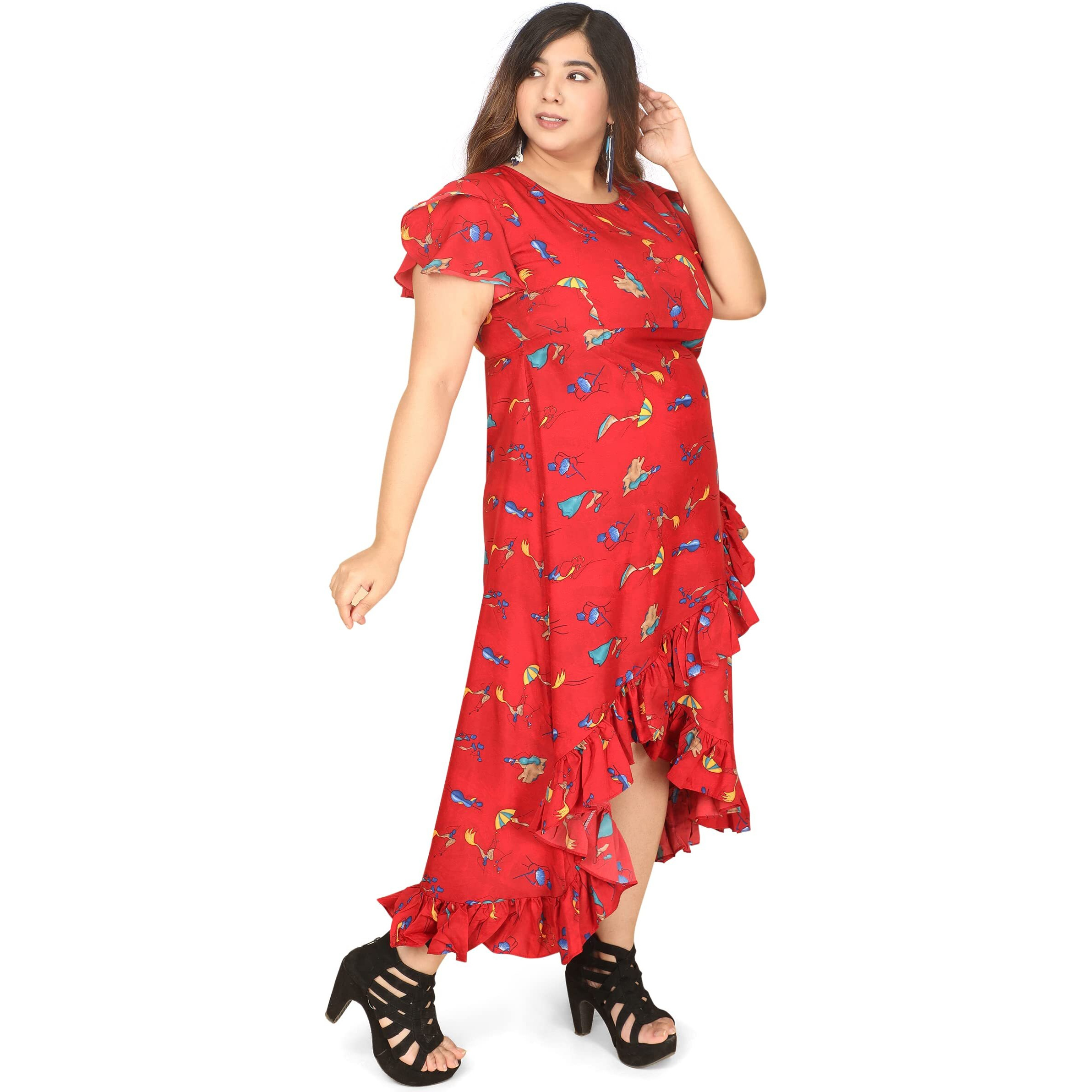 Oomph Women's Western & Fusion Wear Crepe Wrap Maxi Dress - Red