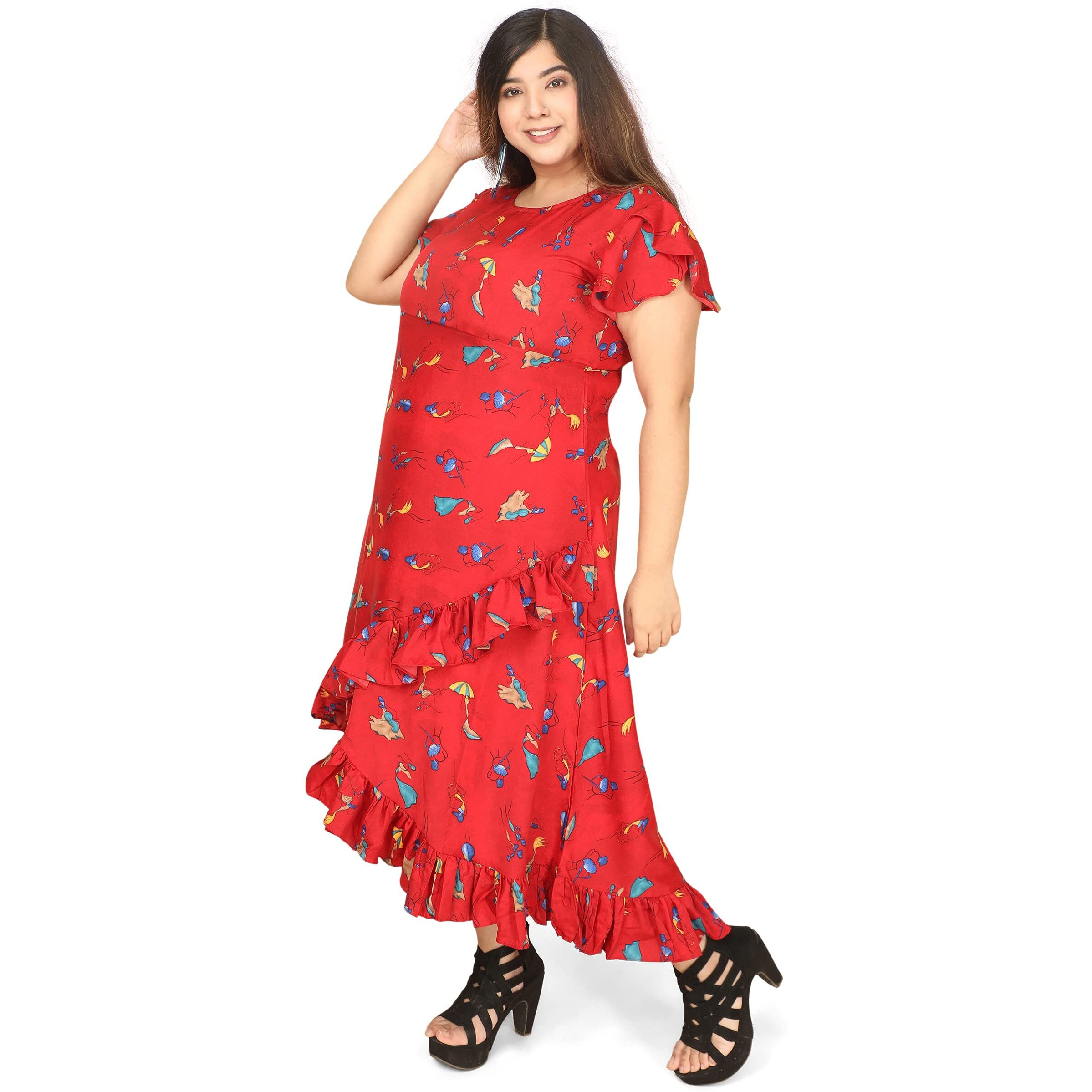 Oomph Women's Western & Fusion Wear Crepe Wrap Maxi Dress - Red