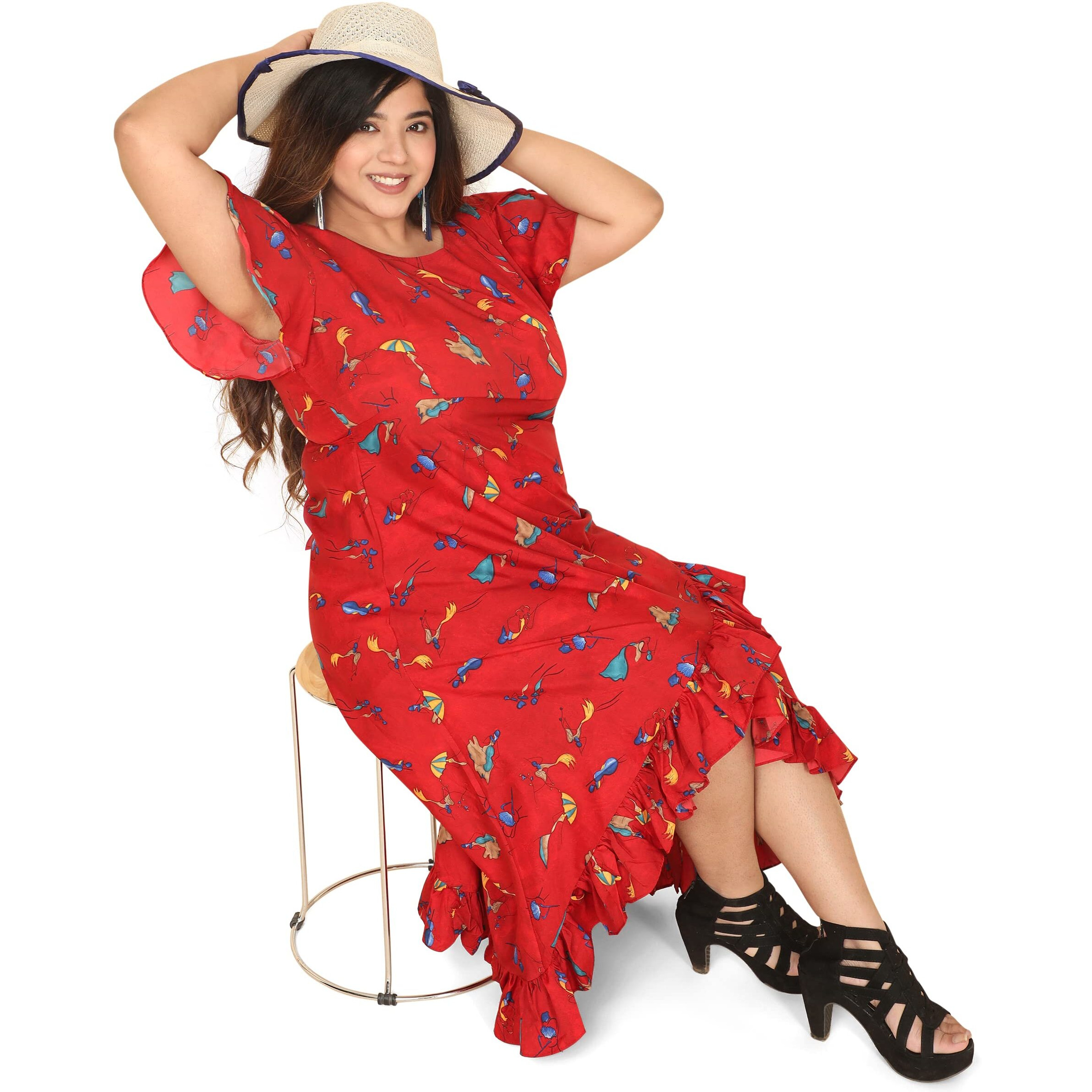 Oomph Women's Western & Fusion Wear Crepe Wrap Maxi Dress - Red