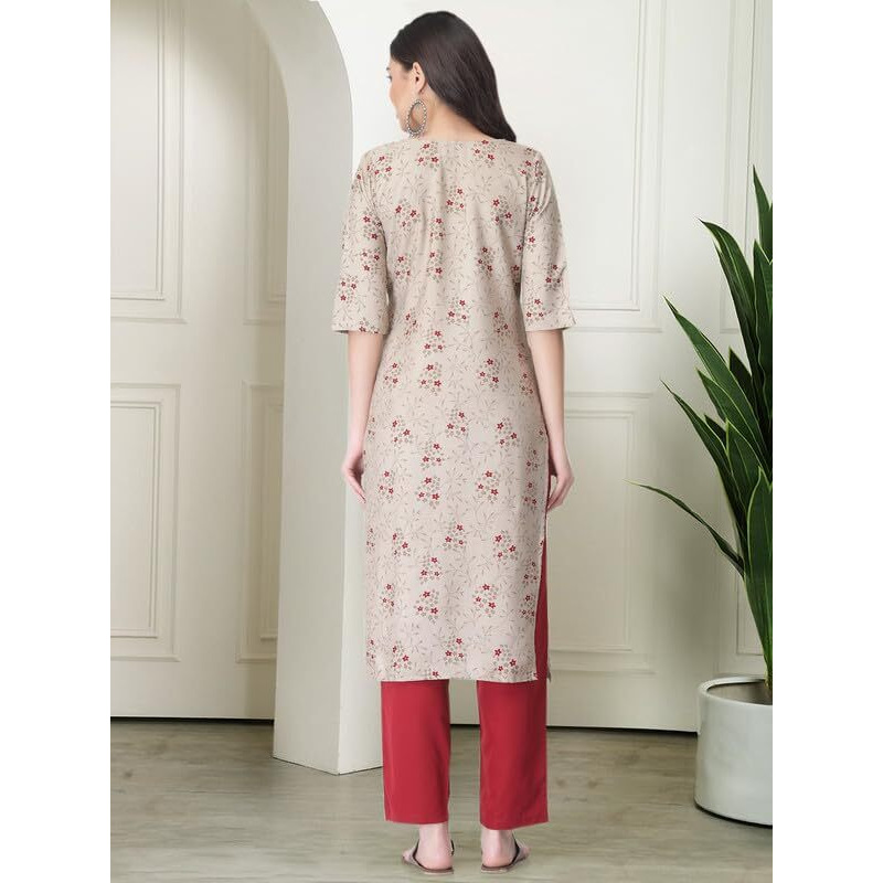 Pinkmint Women's Crepe Printed Kurta Pant Straight Kurta Set For Women(Pack Of 3)