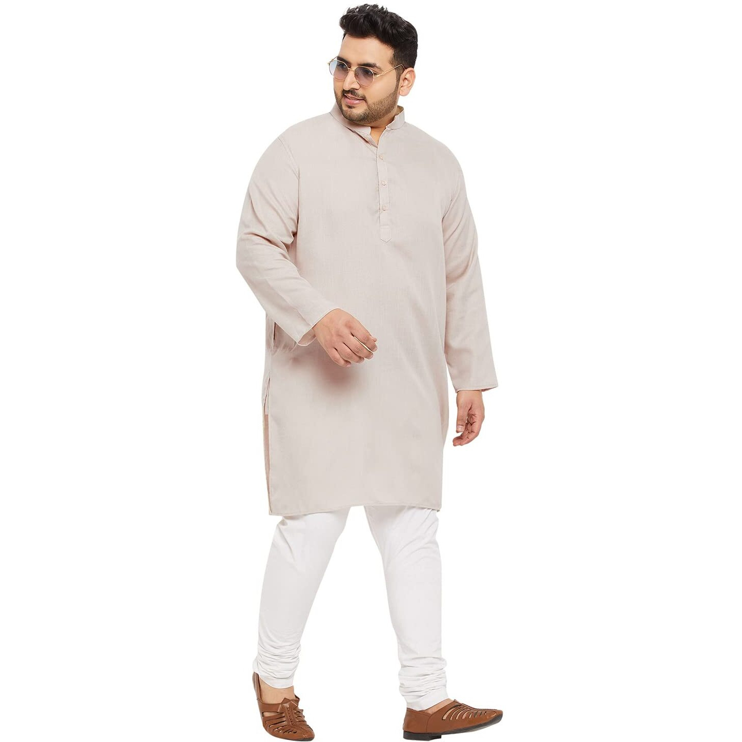 Bigbanana Plus Size Men's Regular Fit Kurta (Ullas-Offwhite,Offwhite,5Xl)