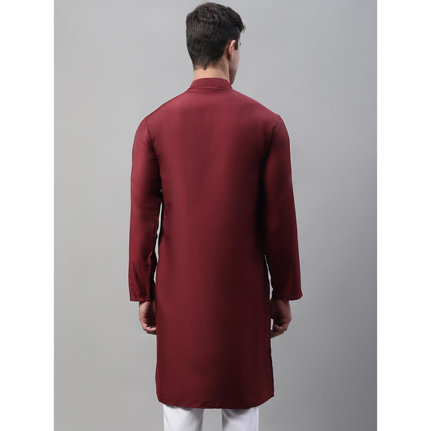 Jompers Men's Cotton Silk Mirror Work Kurtas (Maroon, L)