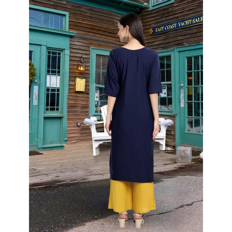 Pinkmint Women's Printed Kurti For Women's Round Neck Straight Kurti For Women (Pack Of 5)