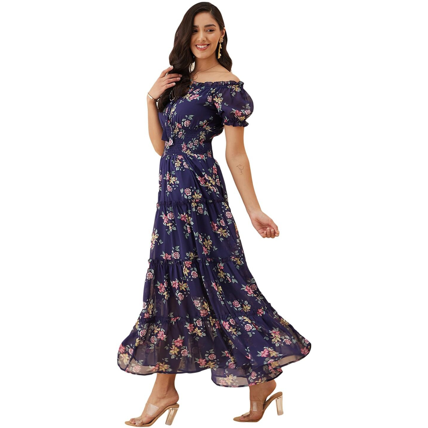 Rare Women's Regular Fit Dress (Ep7546B_Navy Blue M), Fit And Flare