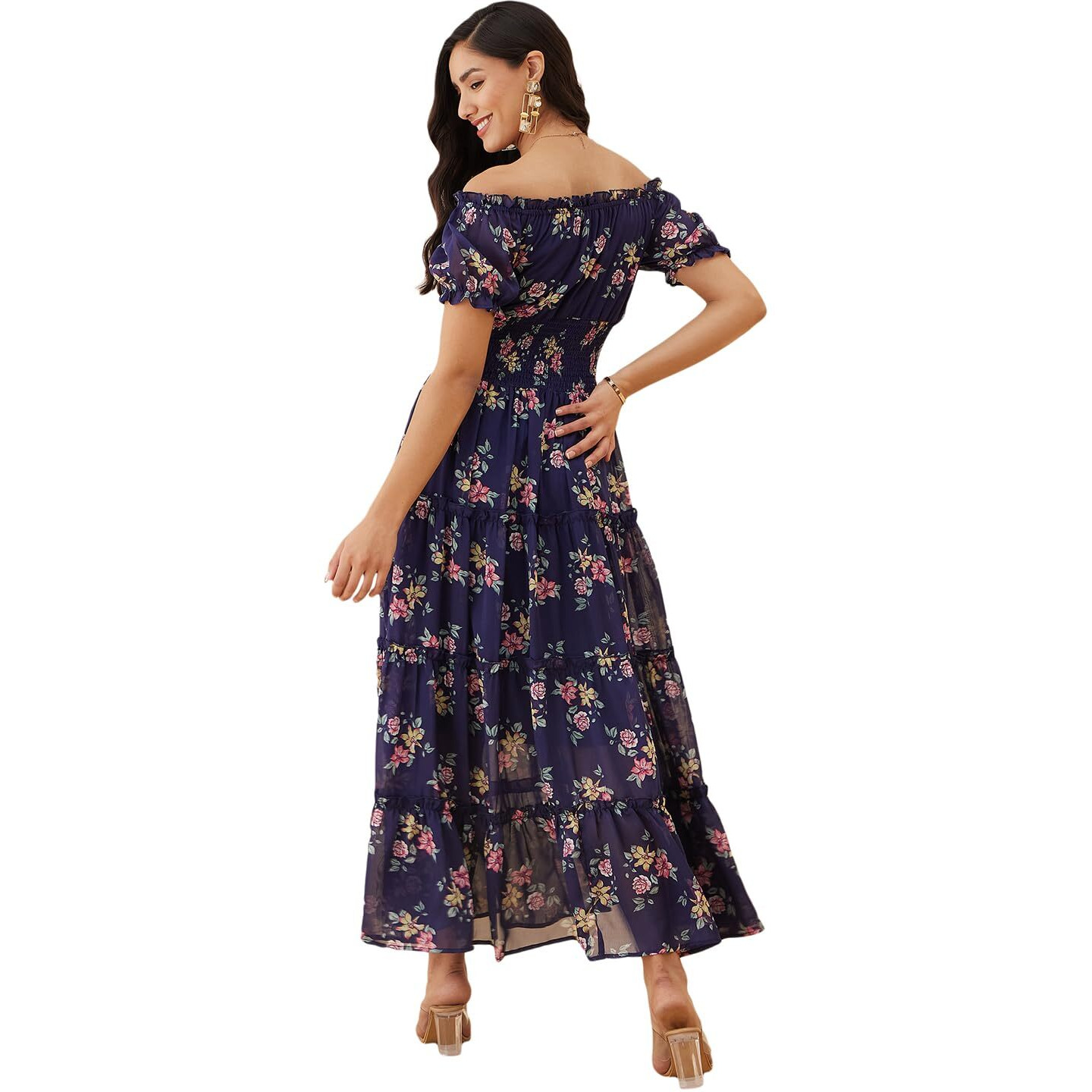 Rare Women's Regular Fit Dress (Ep7546B_Navy Blue M), Fit And Flare
