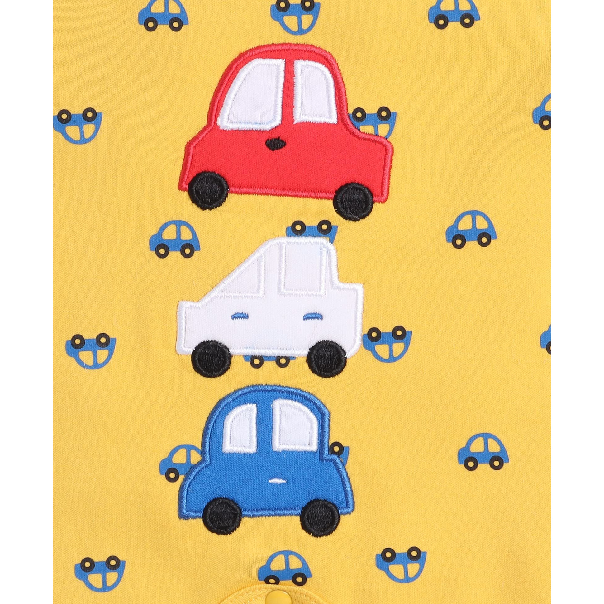 Bumzee Yellow Boys Half Sleeves Thigh Length Romper Age - 0-3 Months (Peb8067B-Ylw)