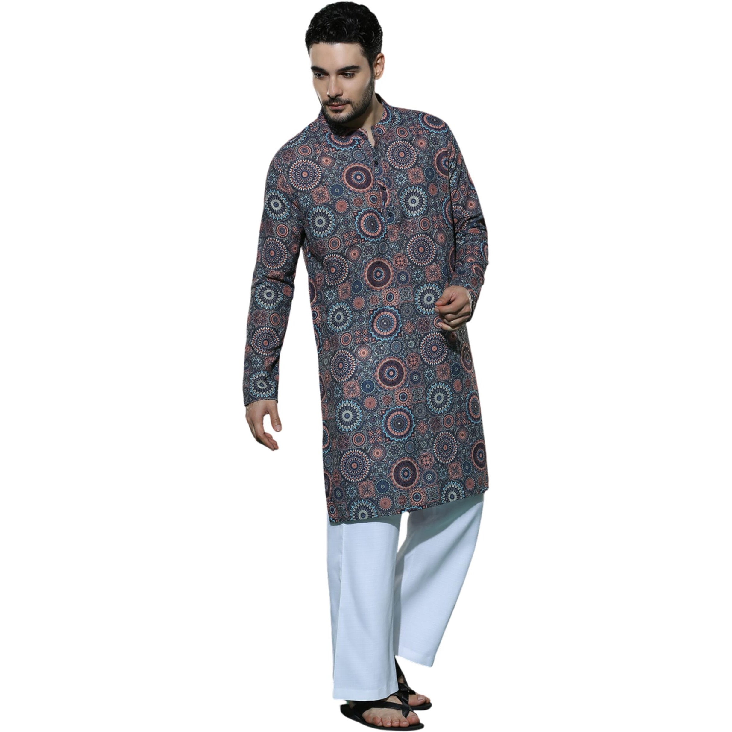 Greciilooks Men's Cotton Solid Regular Fit Kurta Set (Gl-M153&Mp105_Brown_L)