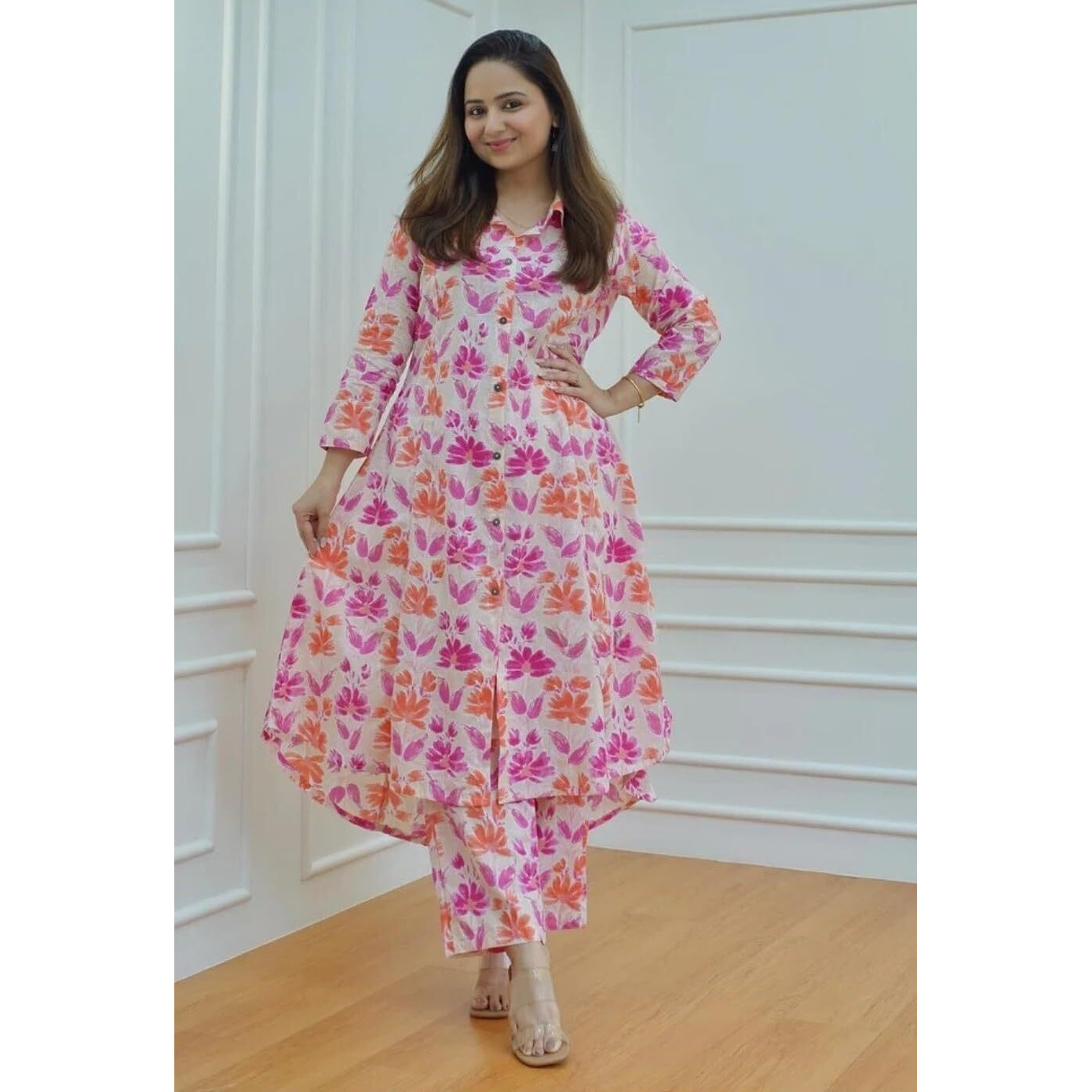 Leriya Fashion Women's Rayon Regular Kurta Set (Lf-W2091&Tr1051-01 New_Pink 01_L)