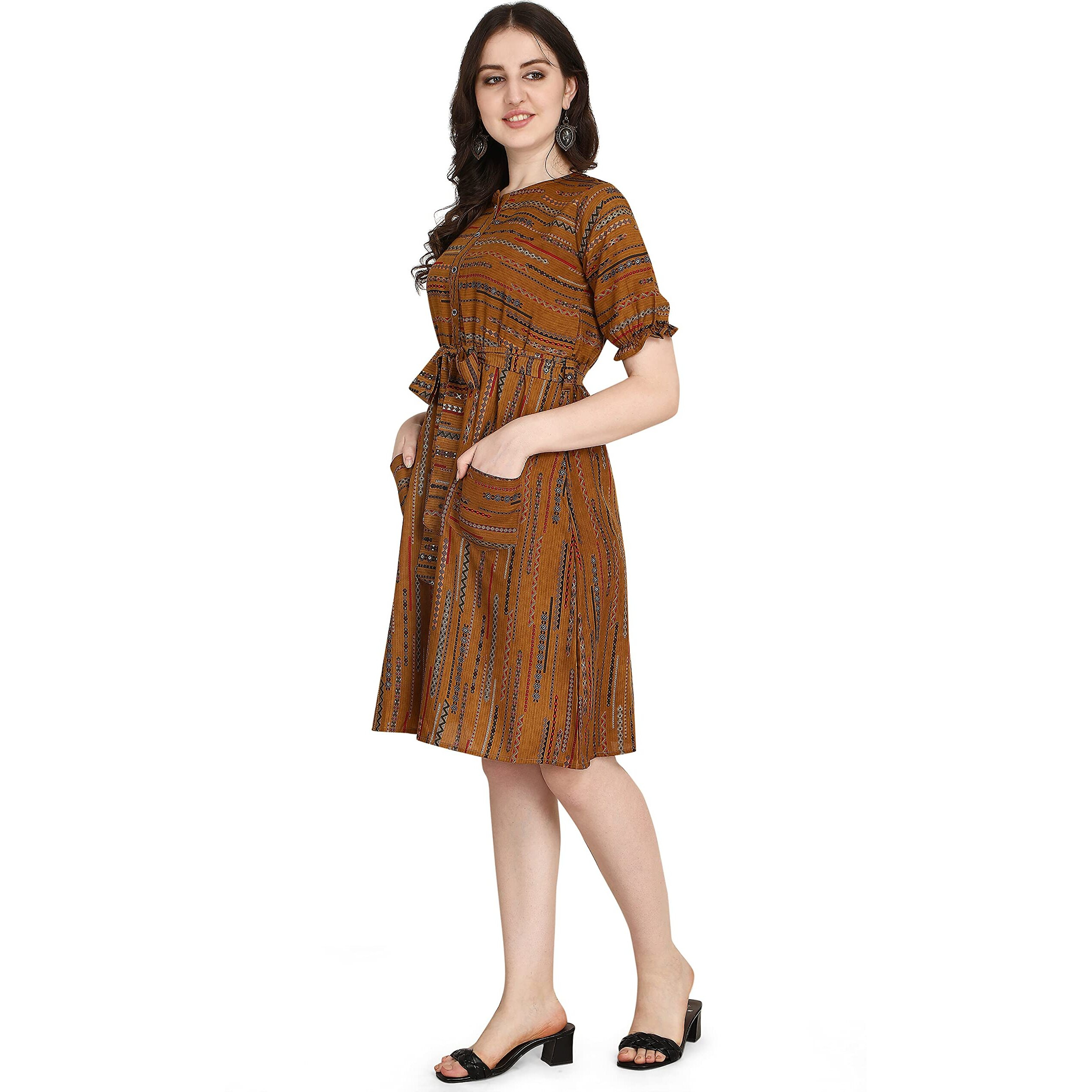 Om Sai Latest Creation Rayon Printed Fully Stitched Straight Kurti For Women & Girls On Jeans Palazzo Or Skirt (Plus Size Upto 2Xl)-(Grey) (Brown, Xx-Large)