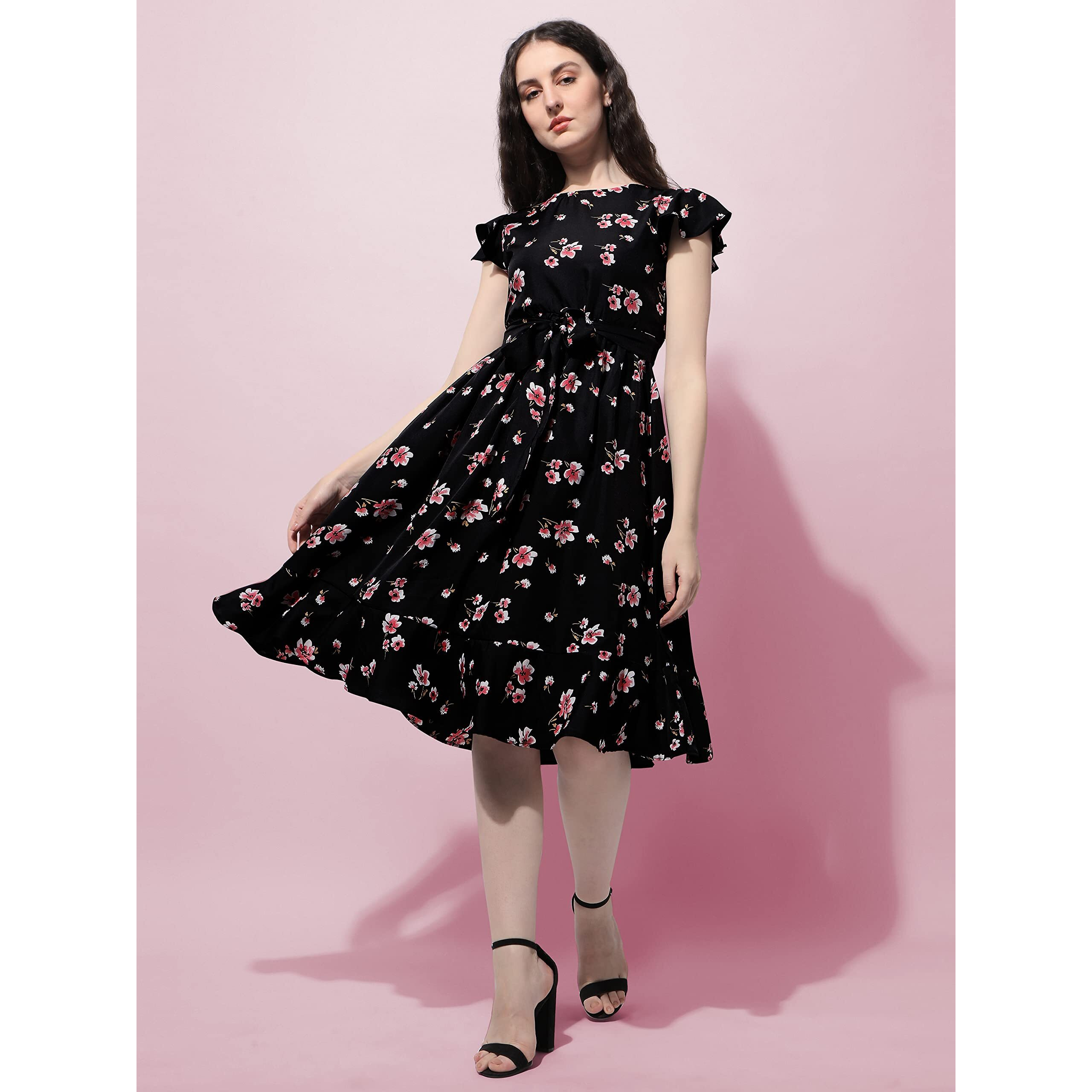 Oomph Women's Western & Fusion Wear Western Dresses For Women Black - Md505