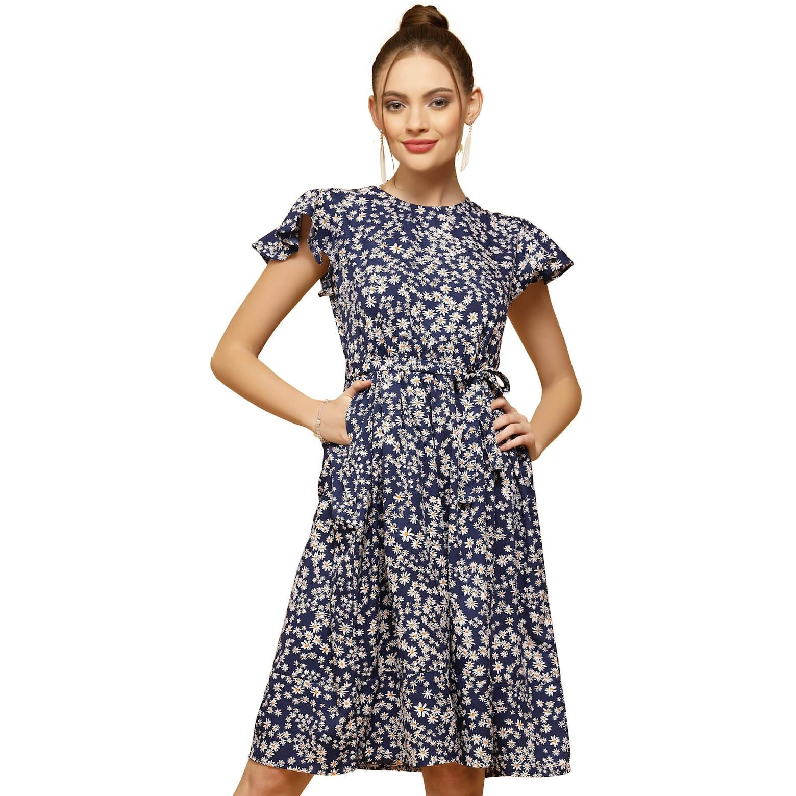 Oomph Women's Western & Fusion Wear Western Dresses For Women Blue - Md803