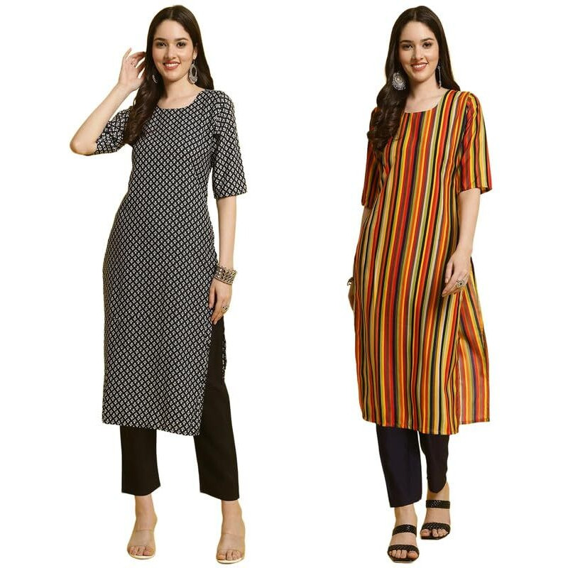 Pinkmint Kurta & Pant Set Ll Printed Kurti Ll Combo Kurta Set Ll (Pack Of 2) Green-Blue