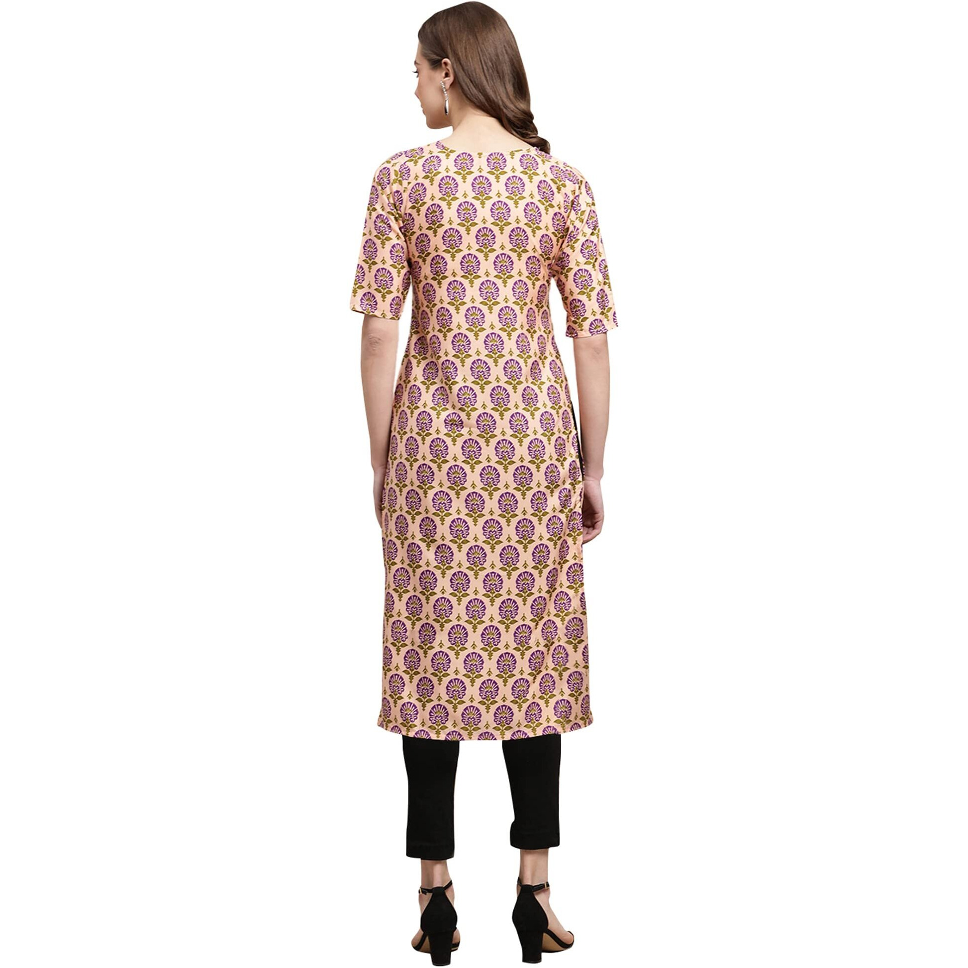 Pinkmint Women's Crepe Digital Print Straight Kurta(Pack Of 6)[Qv-332-362-360-370-329-340-Xl]