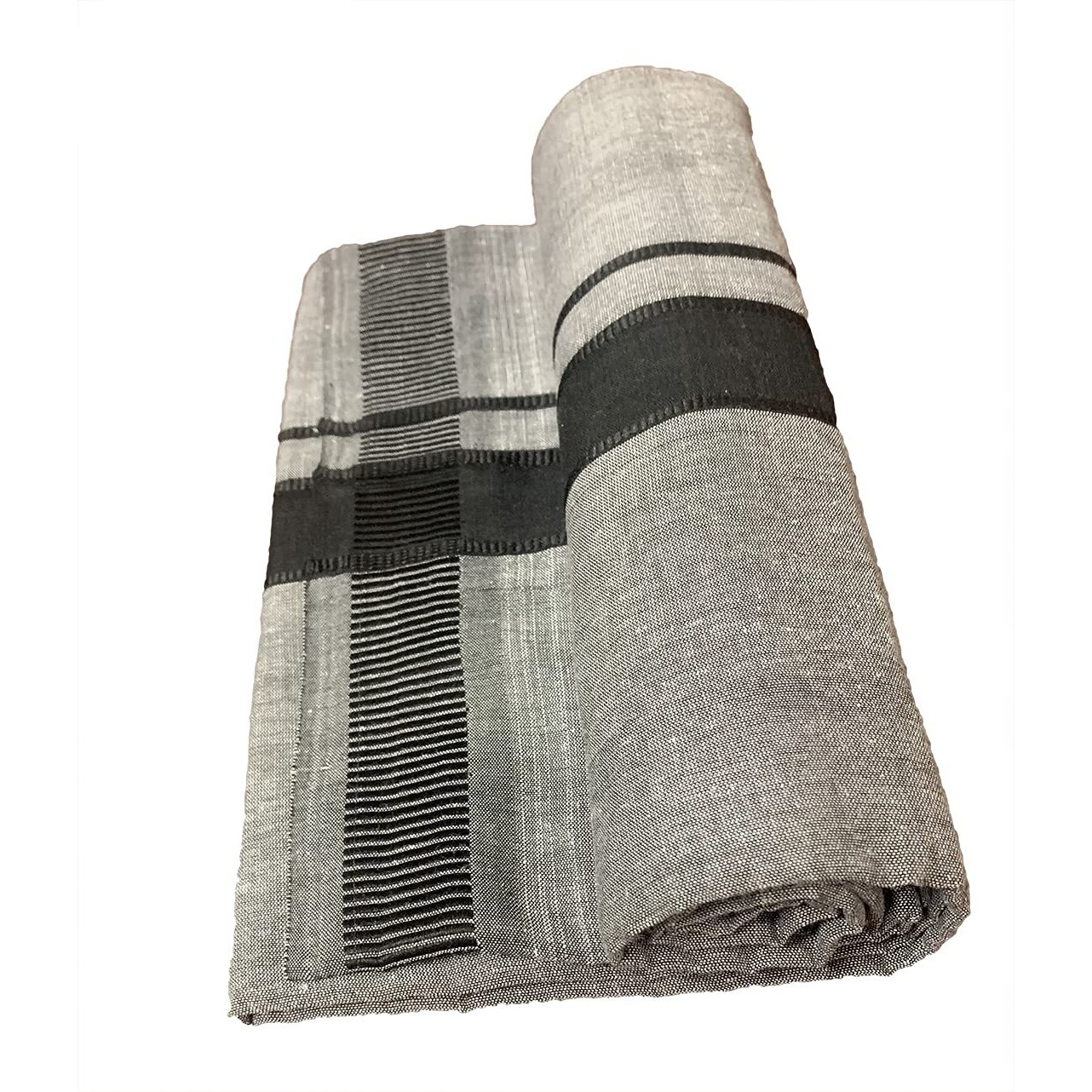 Prakasam Cotton Men's Kerala Style Premam Single (1.28X2.00 Mtrs) Colour (Pack Of 2) (Black Ash- Orange) Dhoti