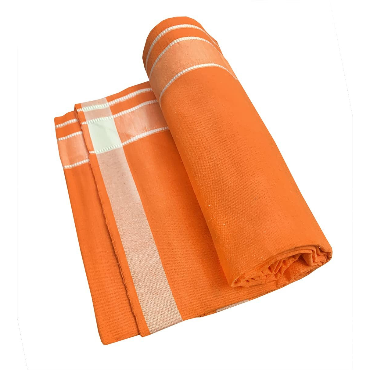 Prakasam Cotton Men's Kerala Style Premam Single (1.28X2.00 Mtrs) Colour (Pack Of 2) (Black Ash- Orange) Dhoti