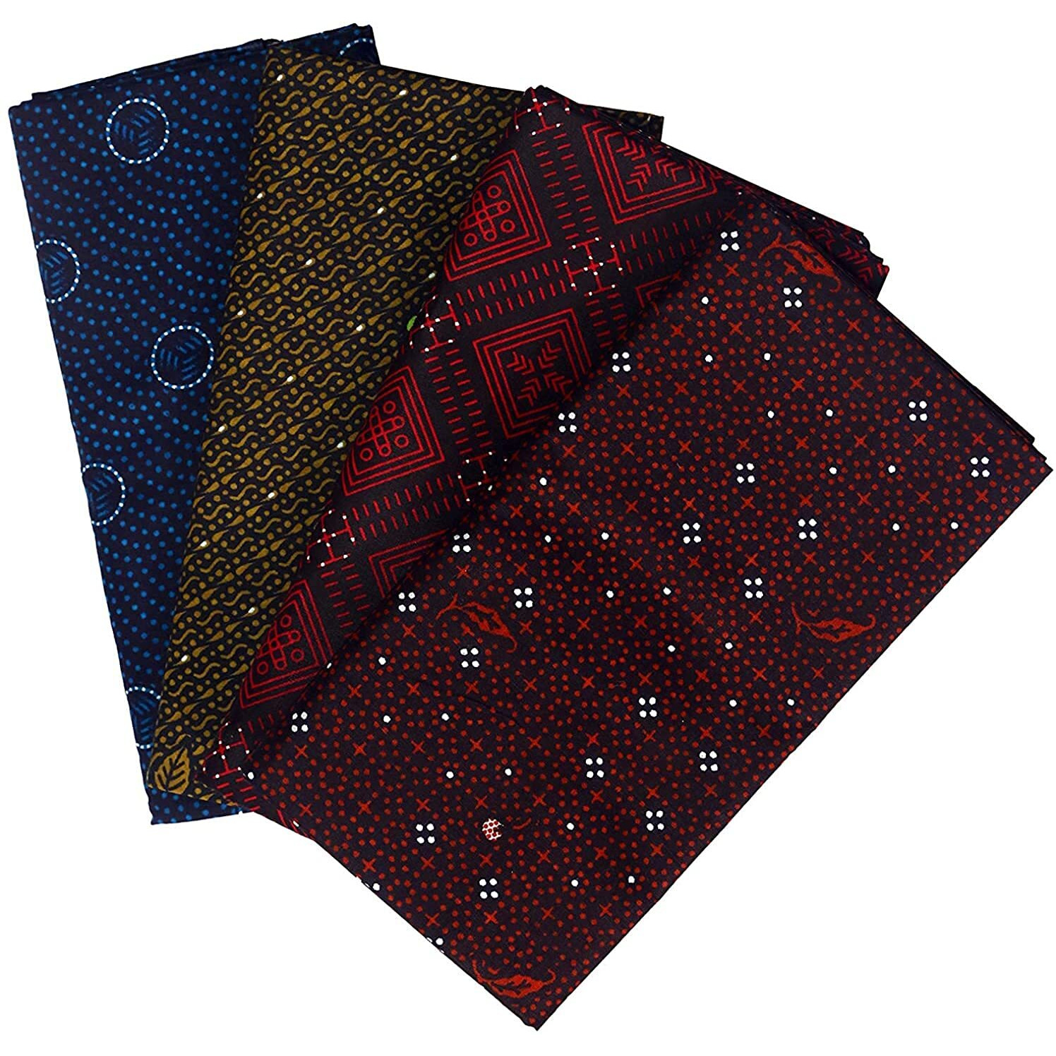 Weavers Villa Men's Black Printed Unstiched Cotton Lungi - Pack Of 4 (Length - 2.10 Meters)