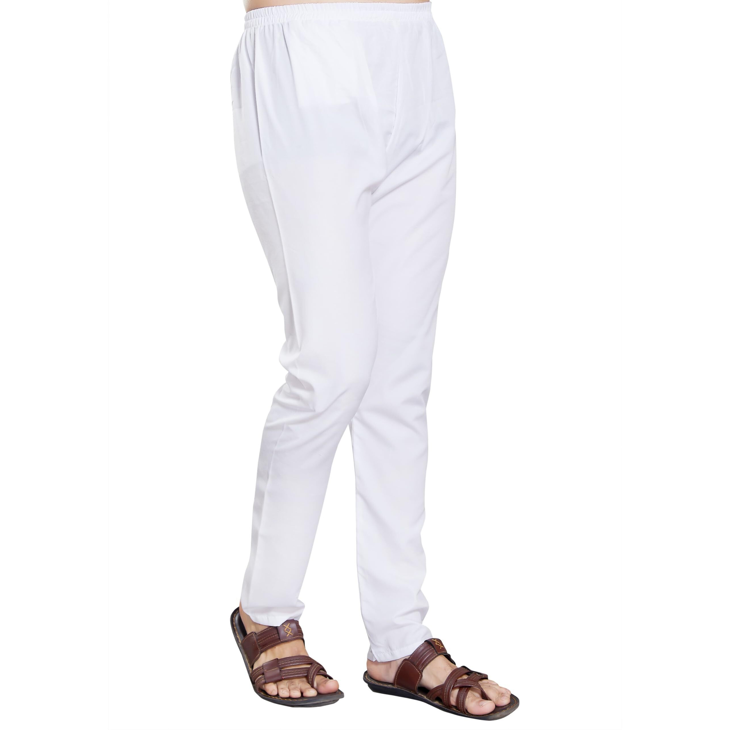 Divisive Men's Cotton Blend Stitched Slim Fit Pyjama (Dpt1_S_White)