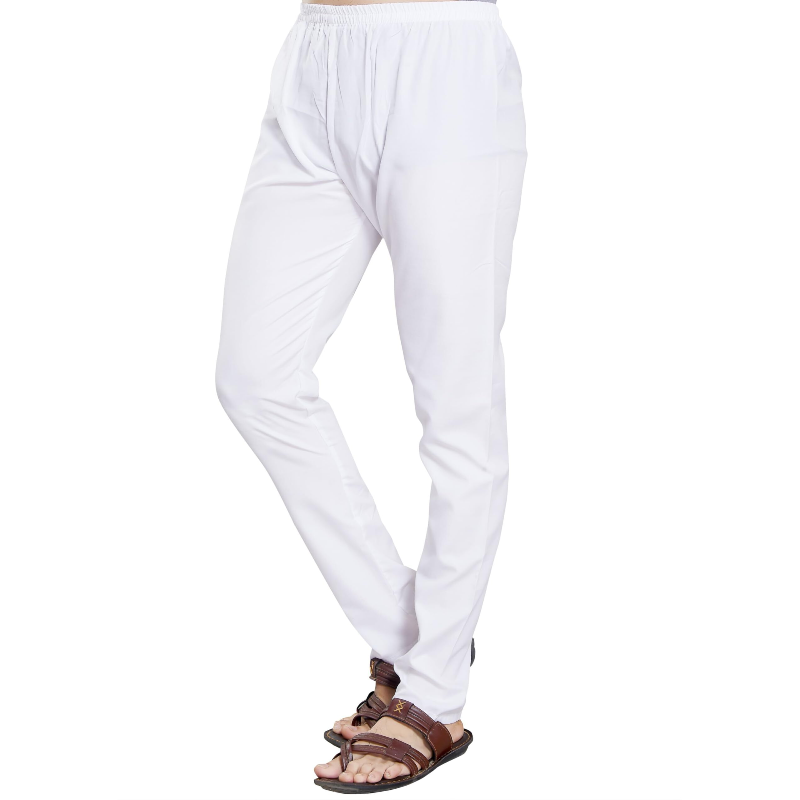 Divisive Men's Cotton Blend Stitched Slim Fit Pyjama (Dpt1_S_White)