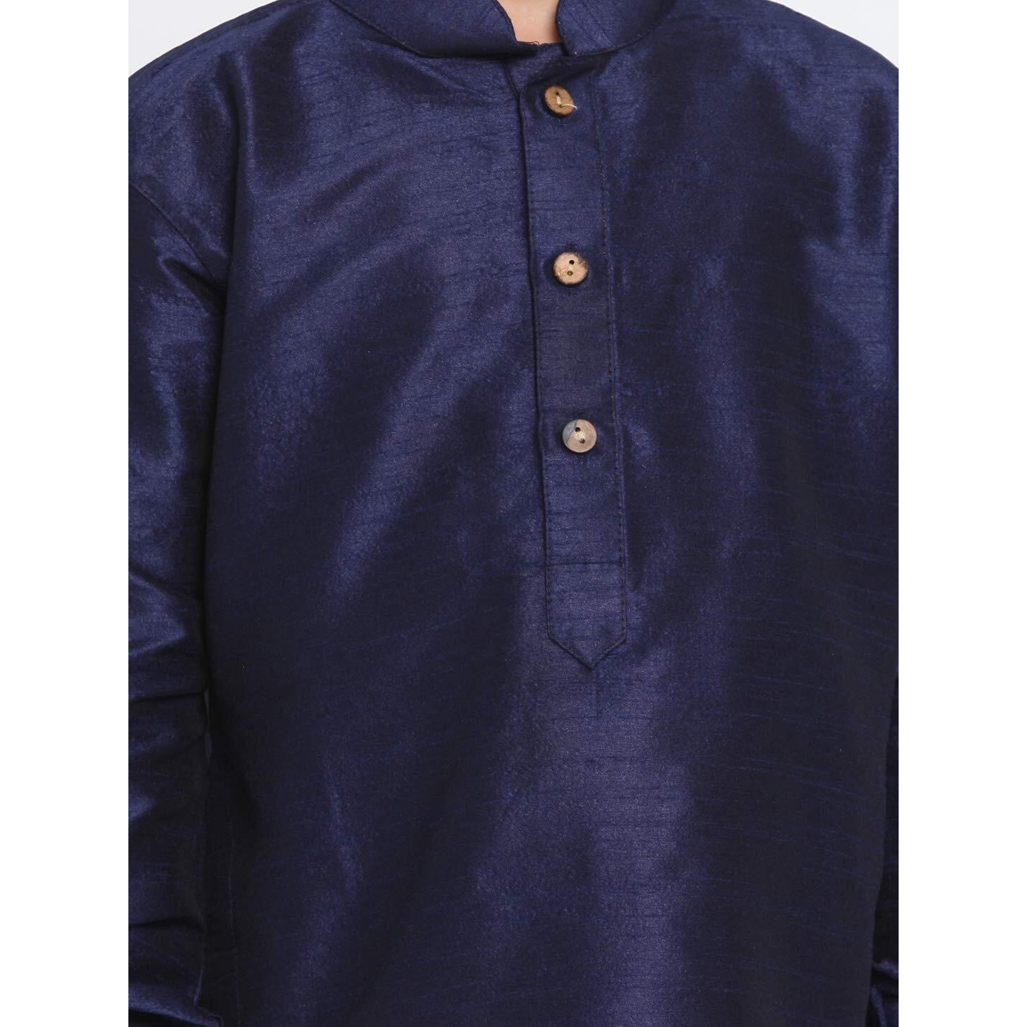 Jbn Creation Boys' Navy Blue And Rose Gold Silk Blend Kurta And Dhoti Pant Set (Vasbuk001Nbncdrg, For 6-12 Months)