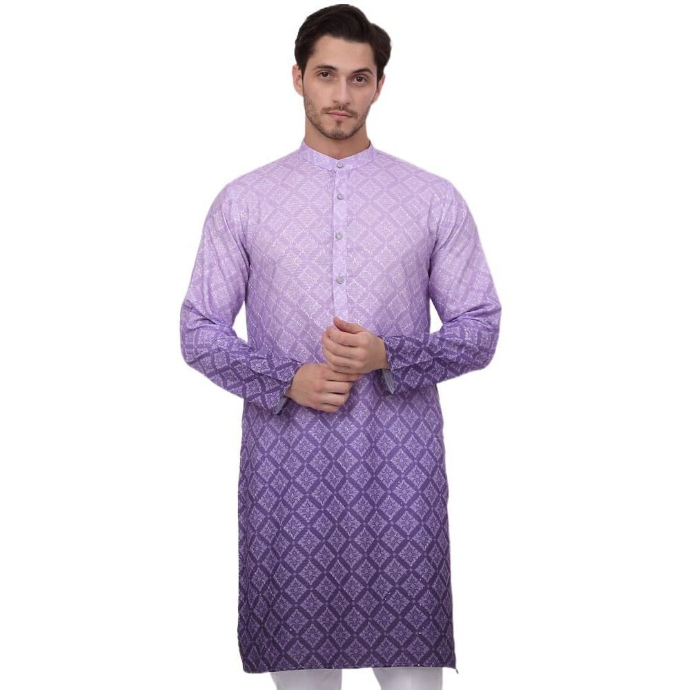 Jompers Men's Purple Ombre Pure Cotton Straight Kurta (Purple, Xxl)