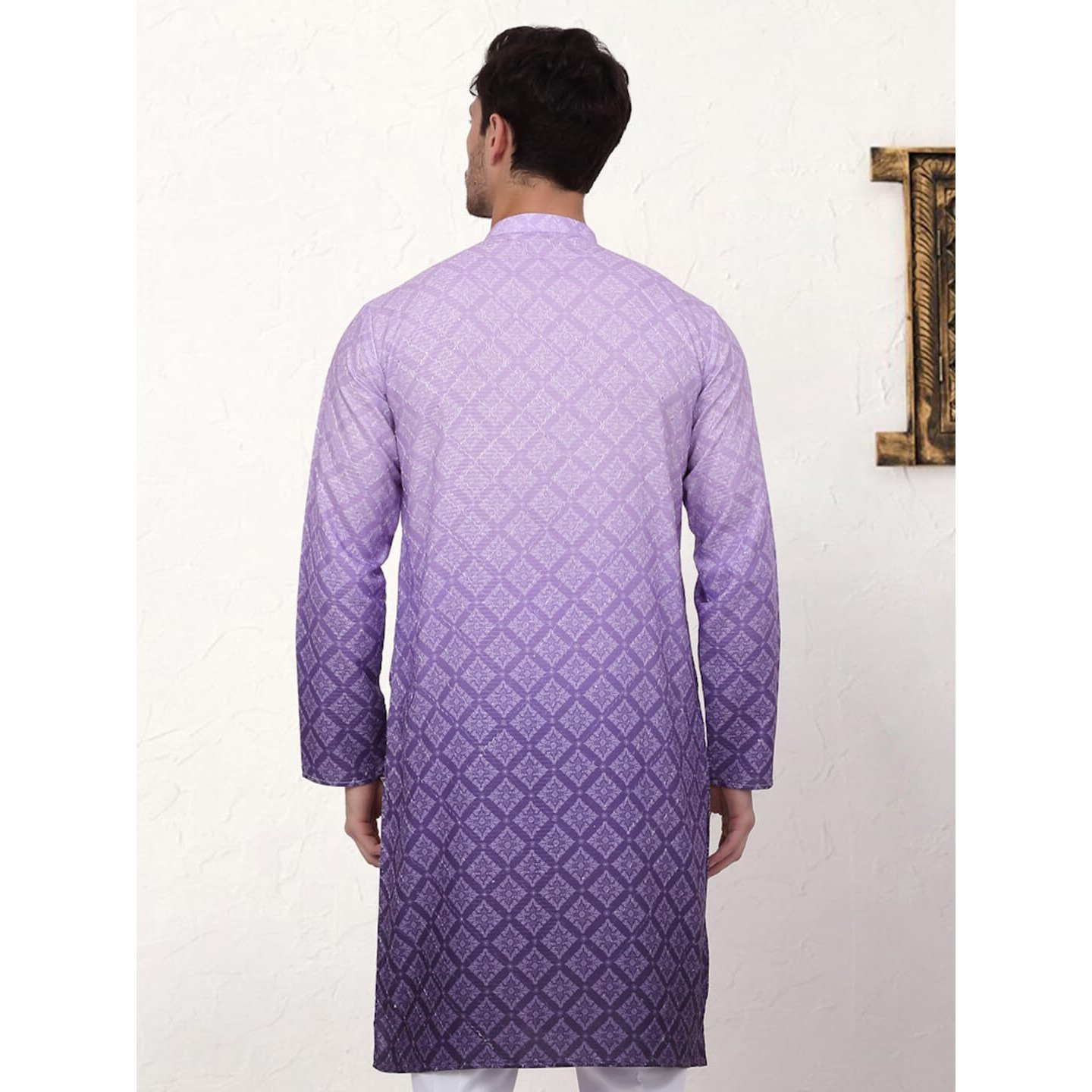 Jompers Men's Purple Ombre Pure Cotton Straight Kurta (Purple, Xxl)
