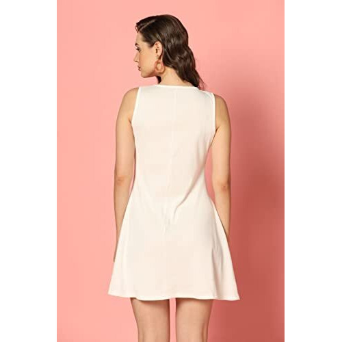 Greciilooks Women Ribbed Fit And Flare Regular Fit Western Dress (White, Xx-Large)