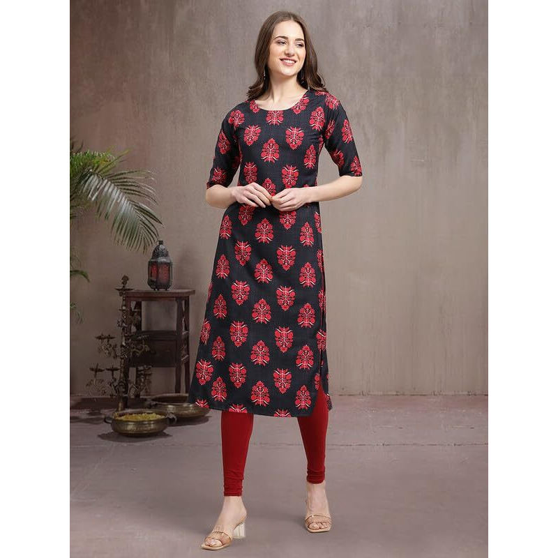 Pinkmint Elegant Printed Crepe Kurti's For Women's (Pack Of 5)