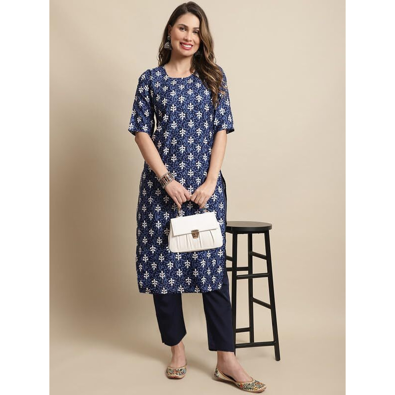 Pinkmint Crepe Casual Style Women Kurta With Pant Fancy Printed Kurti For Women Trendy Kurti Ll (Pack Of 2)