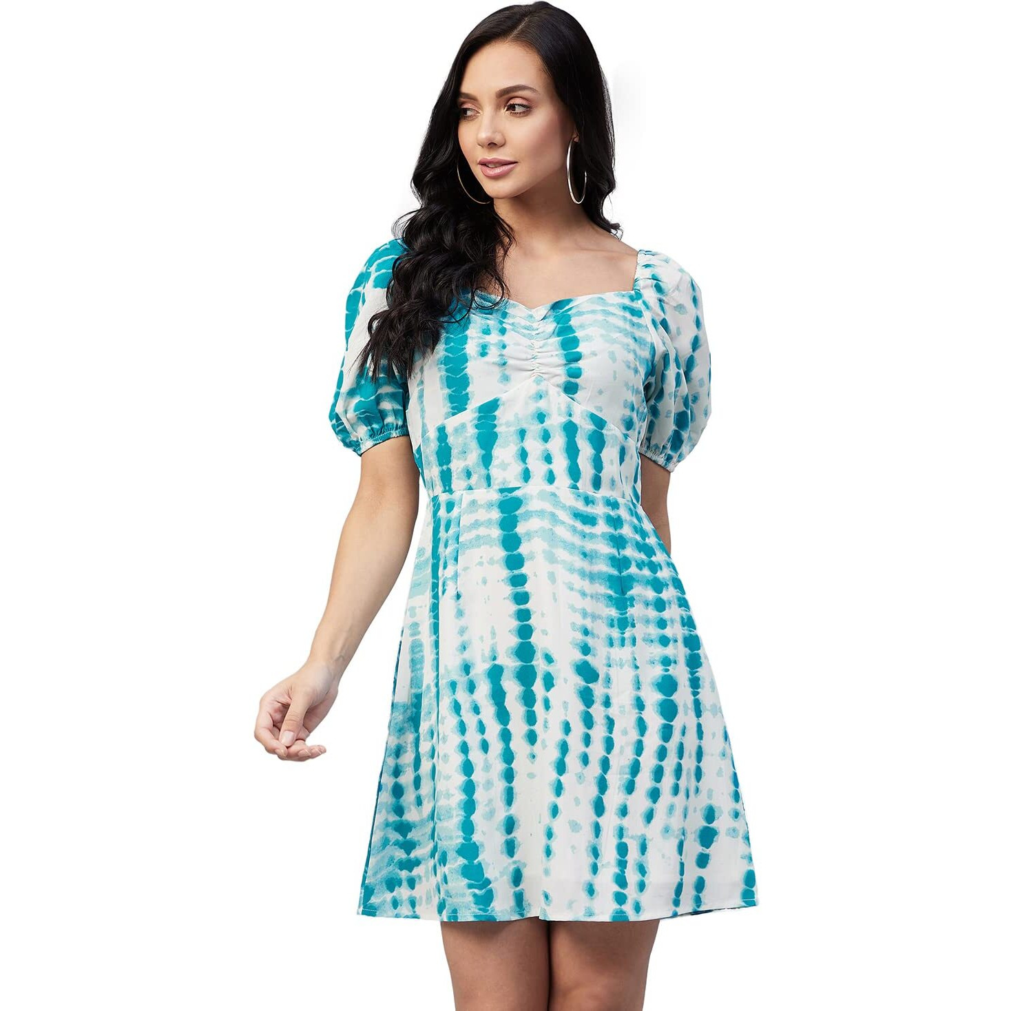 Rare Women's Crepe A-Line Mini Casual Dress (Ep6259_Blue_X-Large)