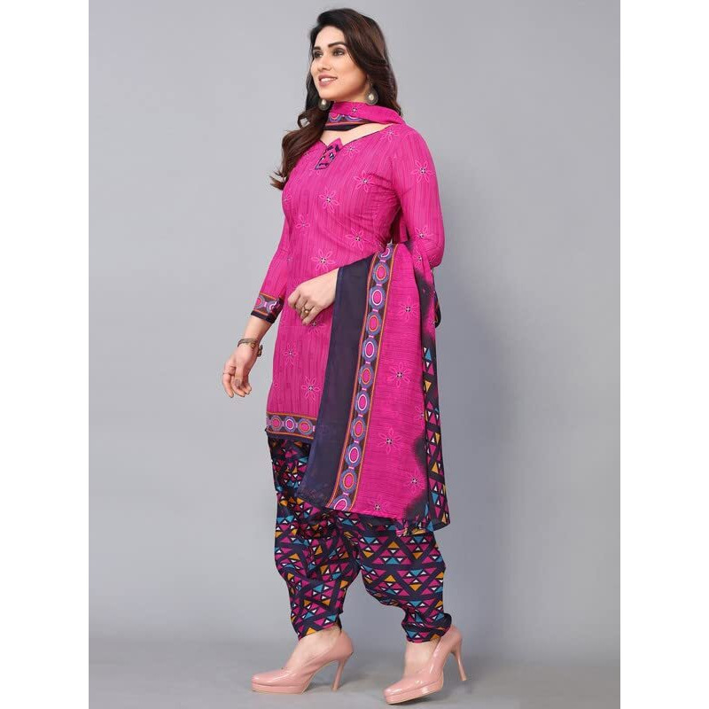 Satrani Women's Printed Poly Cotton Unstitched Dress Material(1176D1292N_Hot Pink)