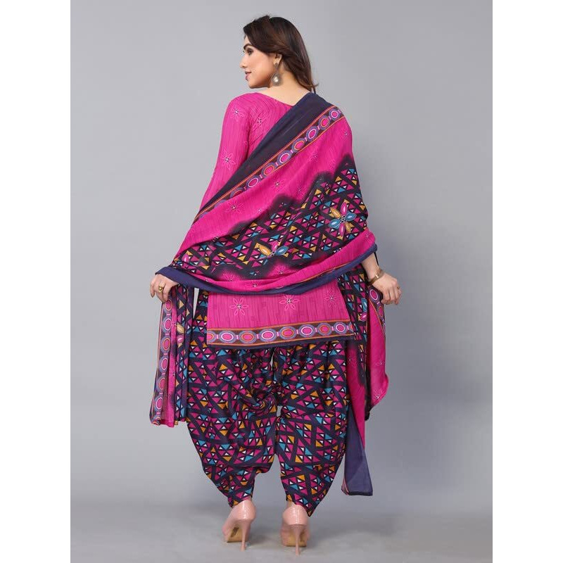 Satrani Women's Printed Poly Cotton Unstitched Dress Material(1176D1292N_Hot Pink)