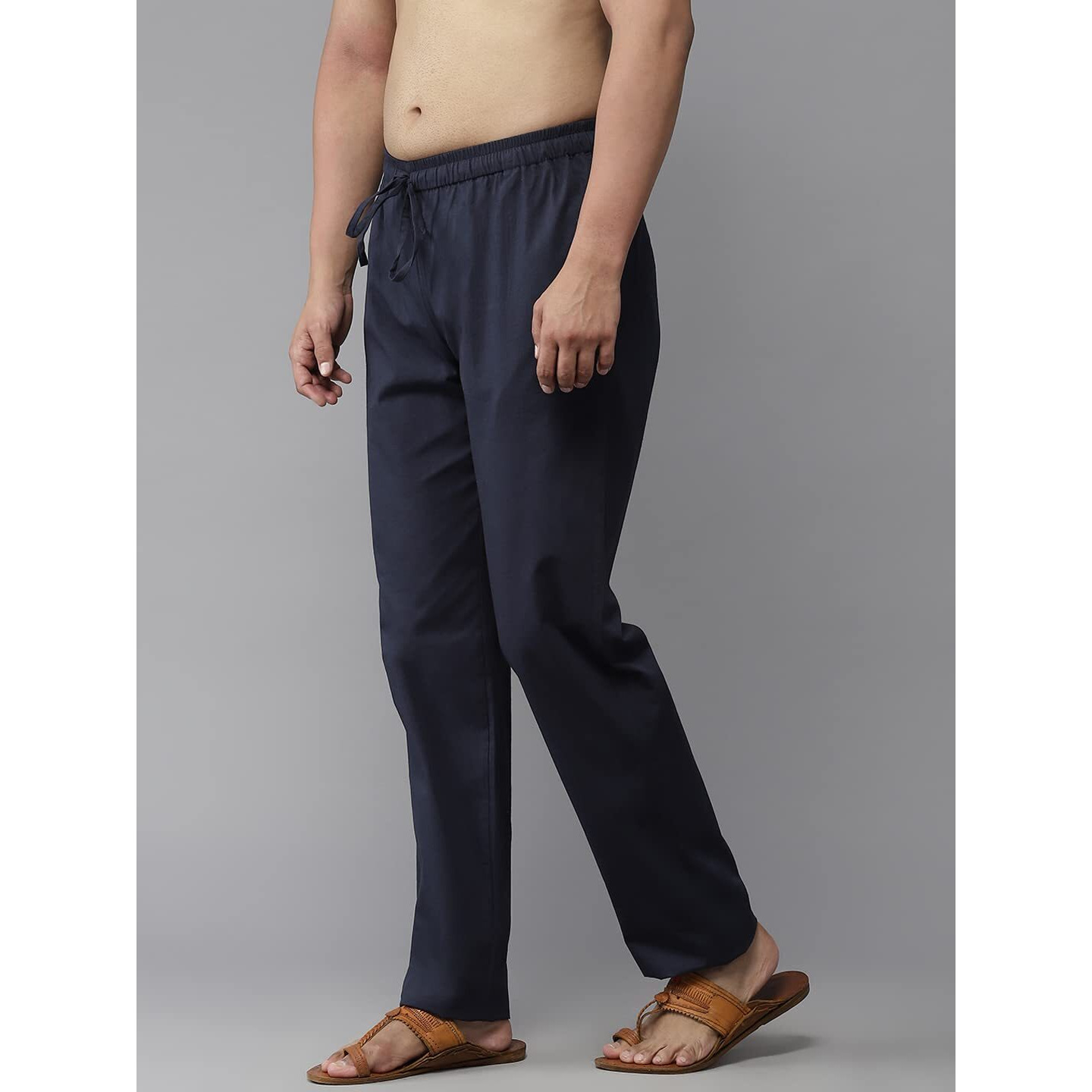 See Designs Men Brown & Navy Blue Solid Pure Cotton Men's Pyjama (Pack Of 2)_Sdcbpj170M