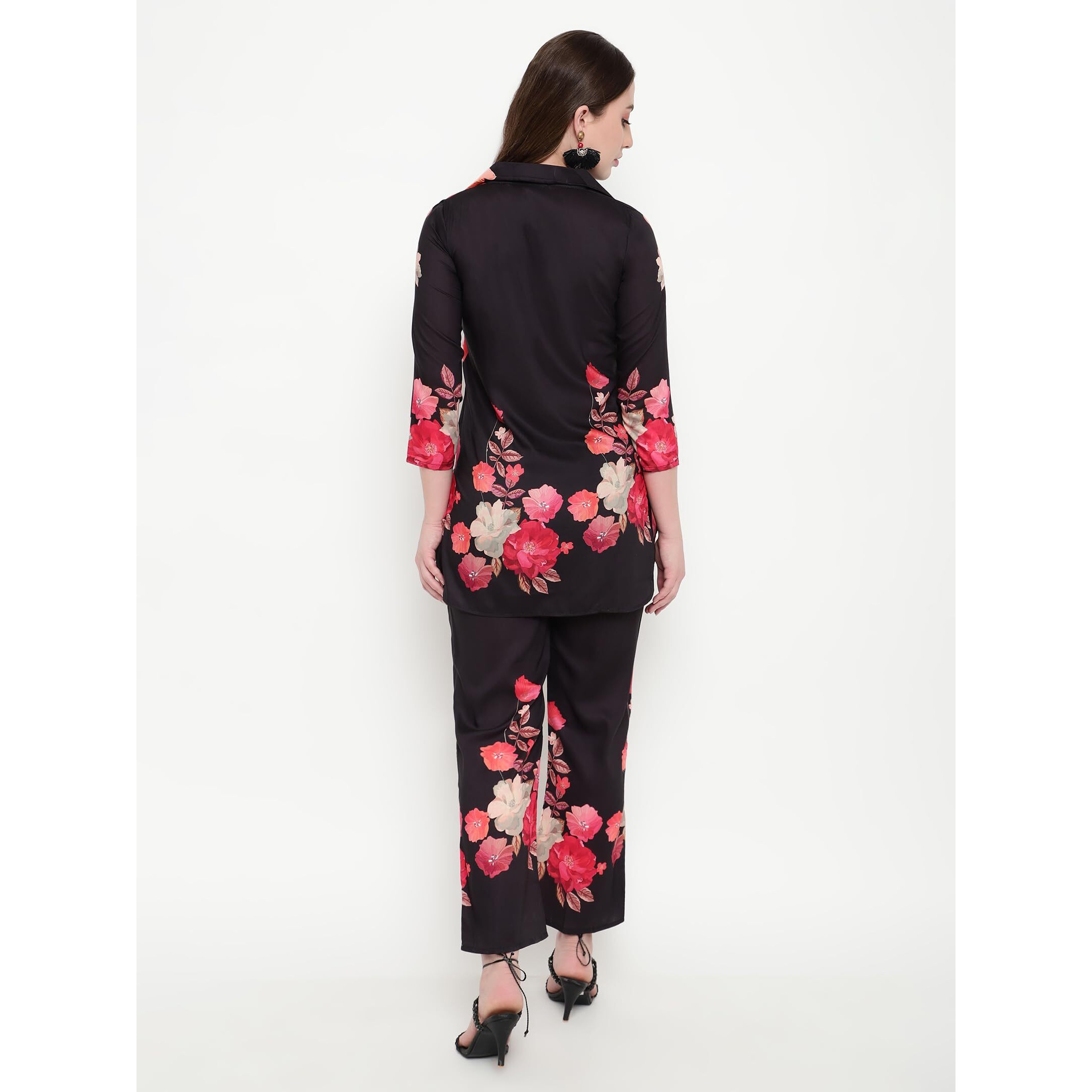 Shasmi Women's Cotton Blend Dress Black V-Neck Co-Ods Set For Women (Co-Ods 97 Black Xl)