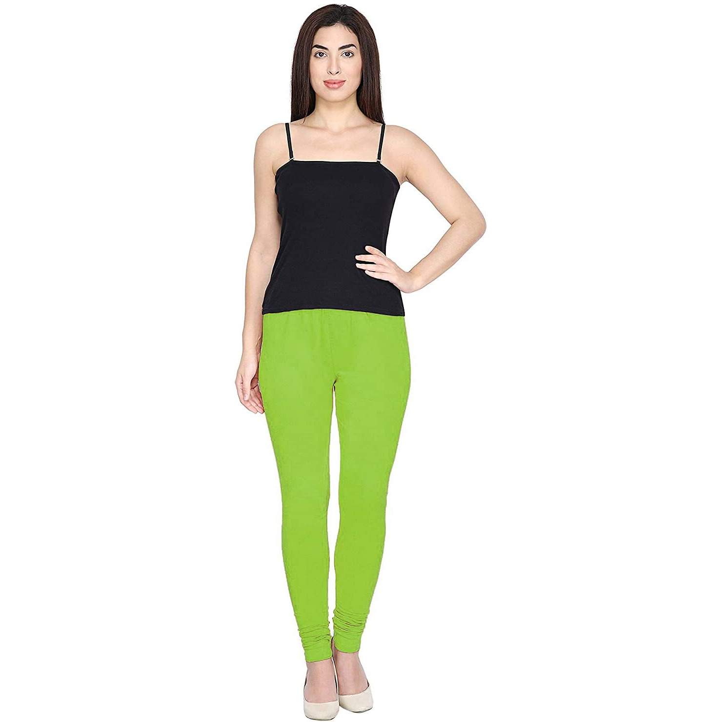 Shasmi Women's Stretch Leggings Com Chudidar Green Pista 38_Apple M