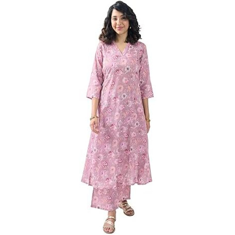 Toochki Salwar Suit For Women | Two Piece Salwar Suit For Women | Cotton Salwar Suit | Light Pink Floral Printed Salwar Suit | Rayon Salwar Suit | Ethnic Salwar Suit