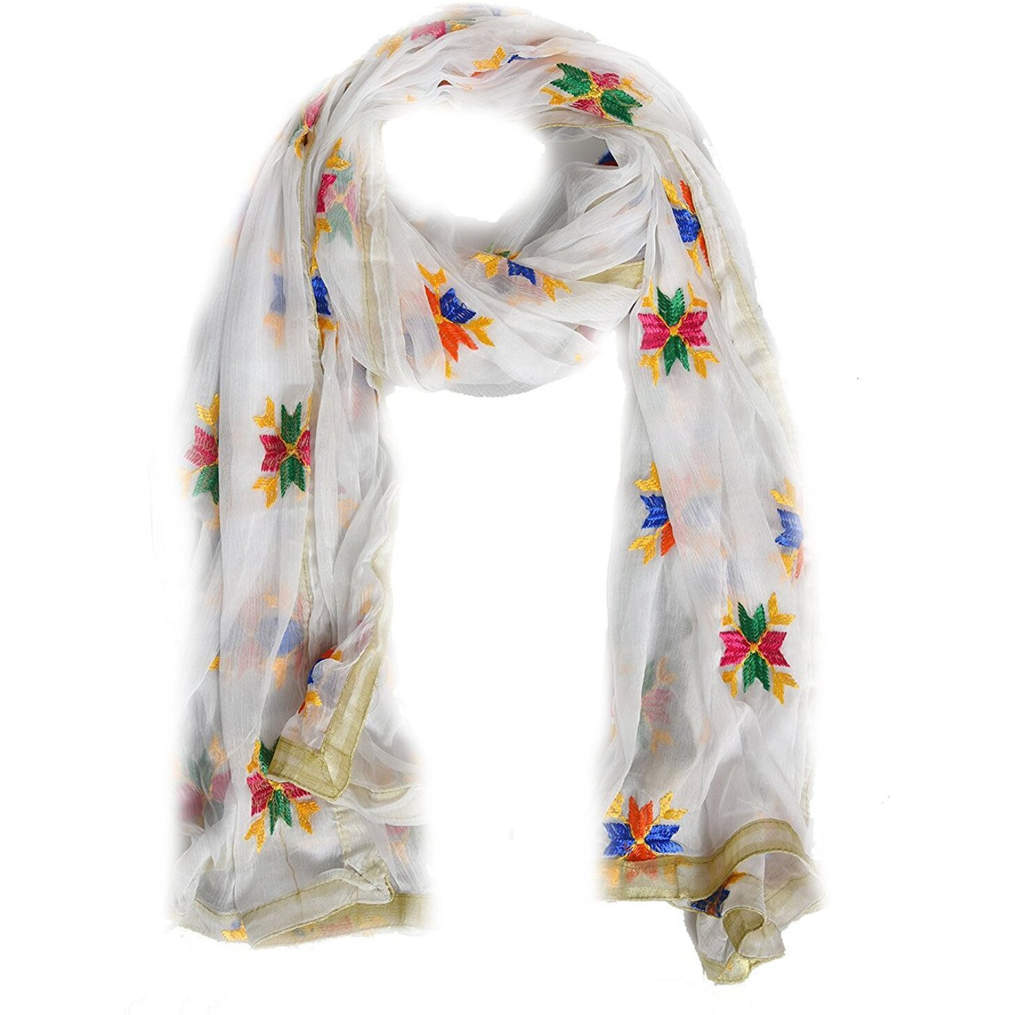 Weavers Villa Women's Phulkari Chiffon Dupatta, 2.25 Mtrs