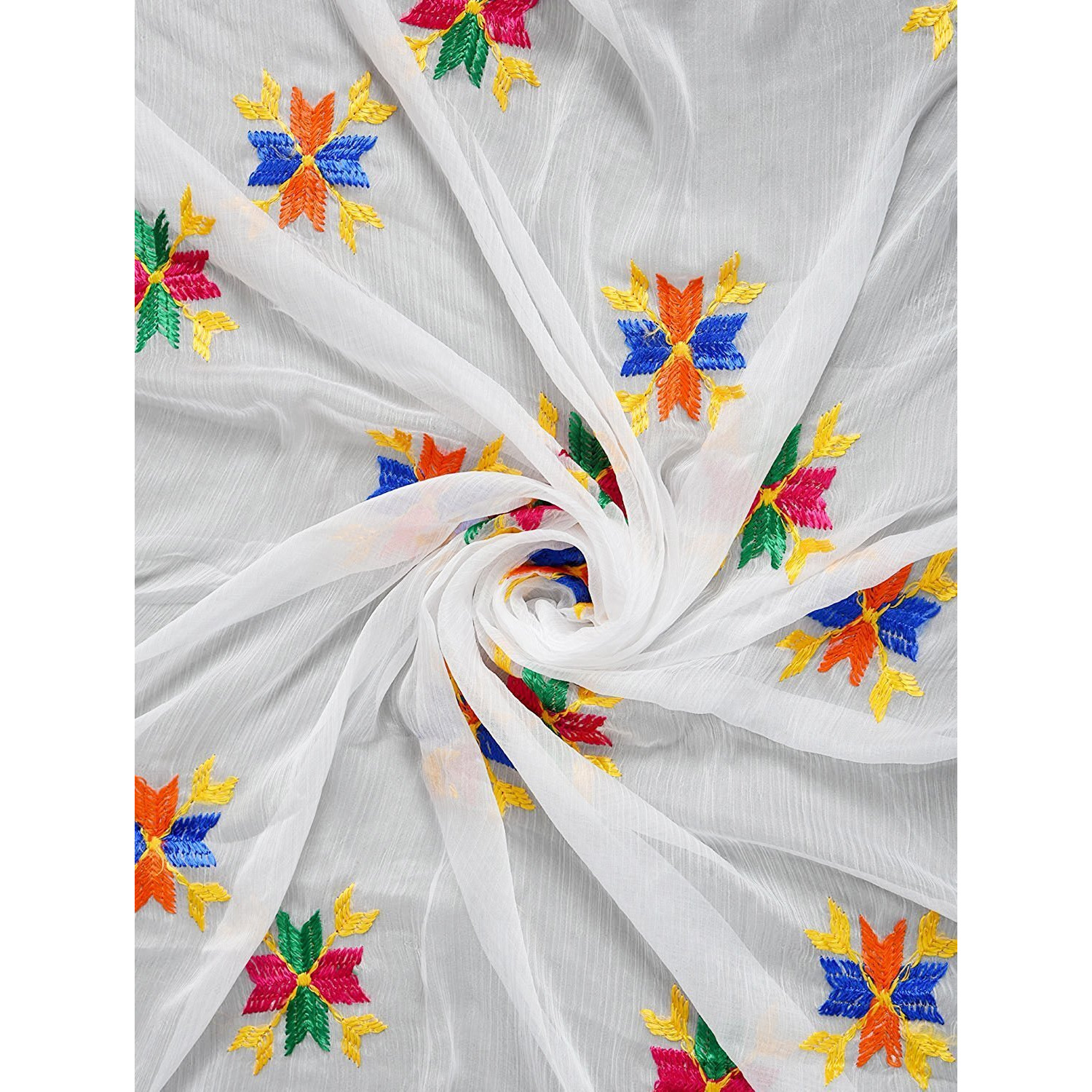 Weavers Villa Women's Phulkari Chiffon Dupatta, 2.25 Mtrs