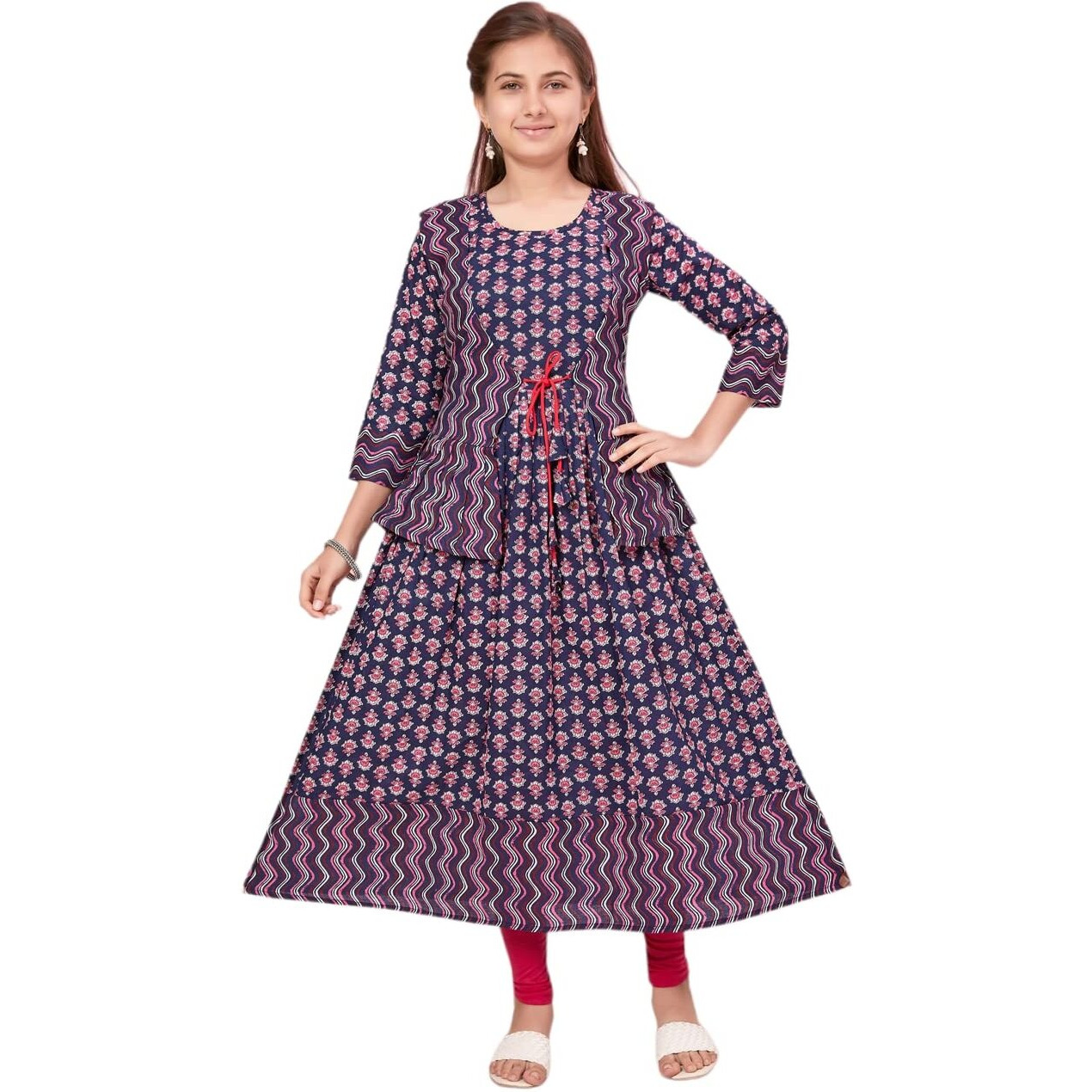Aarika Girls Navy Blue Color Printed Kurti (Kurti-K-594-Navy-Blue-32)