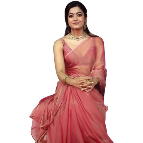 Flosive Women's Tissue Soft Silk Saree Peachy Pink Dual Tone With Running Blouse Piece For Party And Wedding