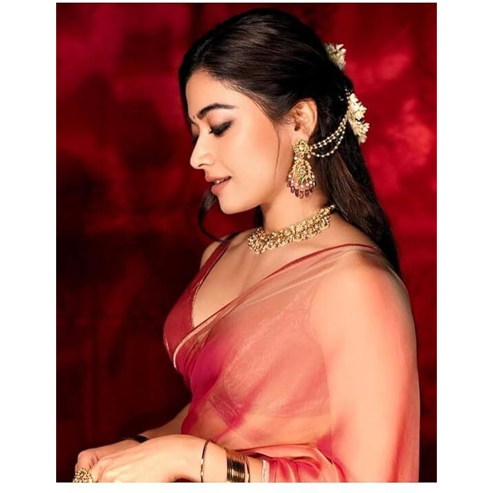 Flosive Women's Tissue Soft Silk Saree Peachy Pink Dual Tone With Running Blouse Piece For Party And Wedding