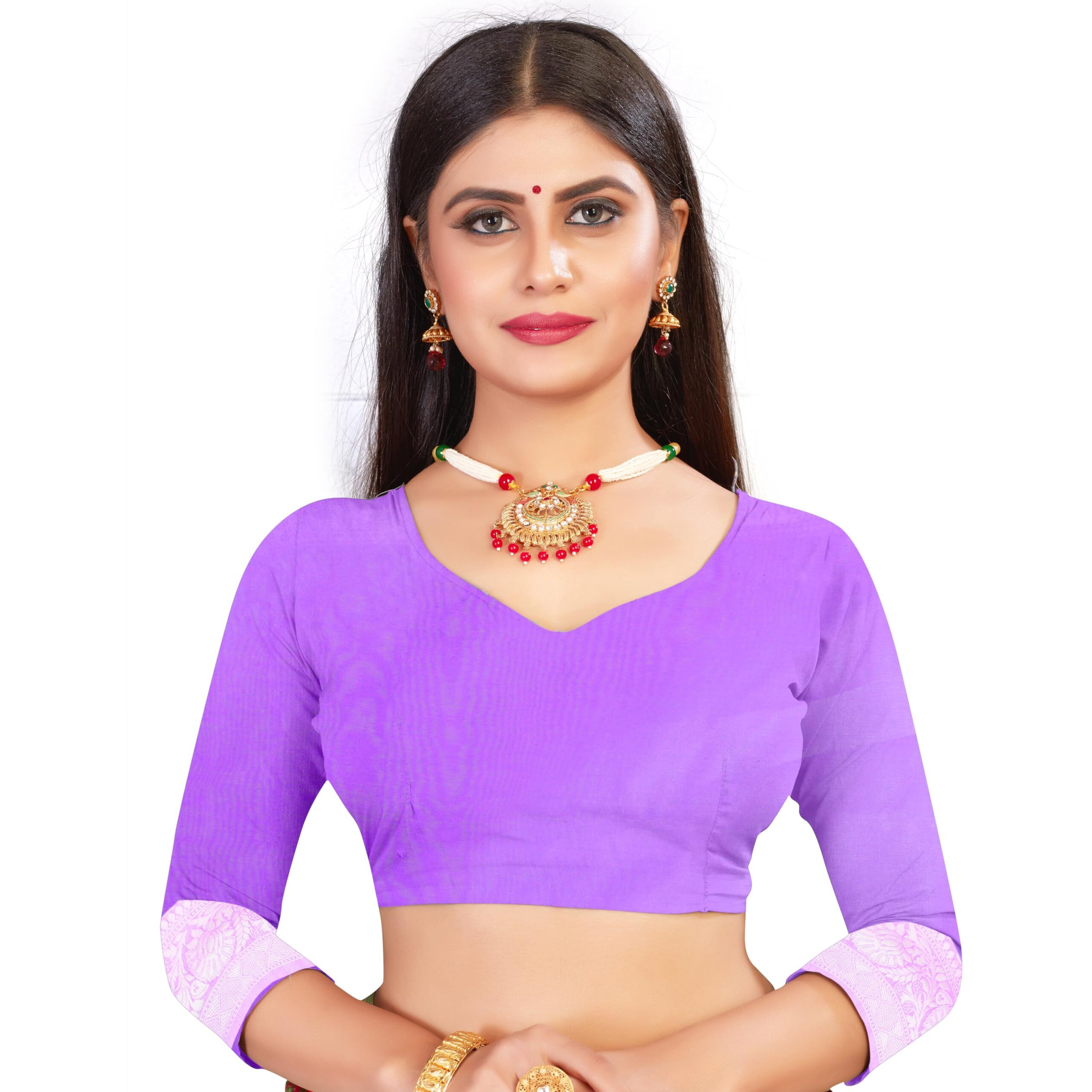 Flosive Women's Pure Zari Woven Soft Silk Saree With Blouse Piece (Purple)