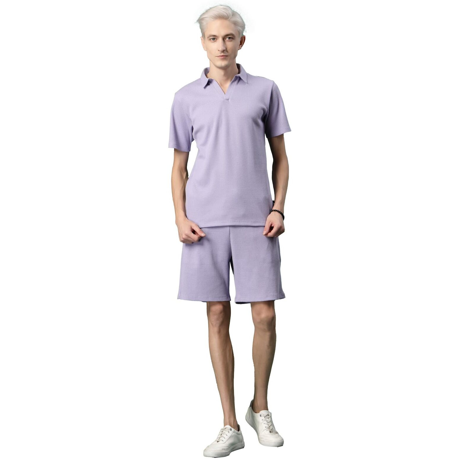 Rigo Waffle Knit Self Textured Co-Ord Set For Men's | Night Suit Set For Men's | Lounge-Wear Nightdress Pajama Set For Men's | Night Wear, Beach Wear, Vacation Wear