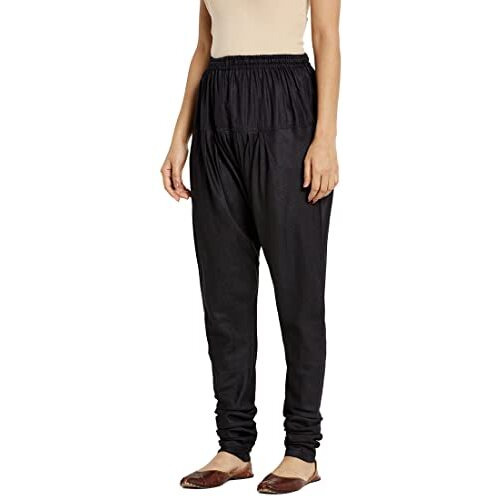 Fabindia Women Blend Drawstring Churidar Viscose_S Black