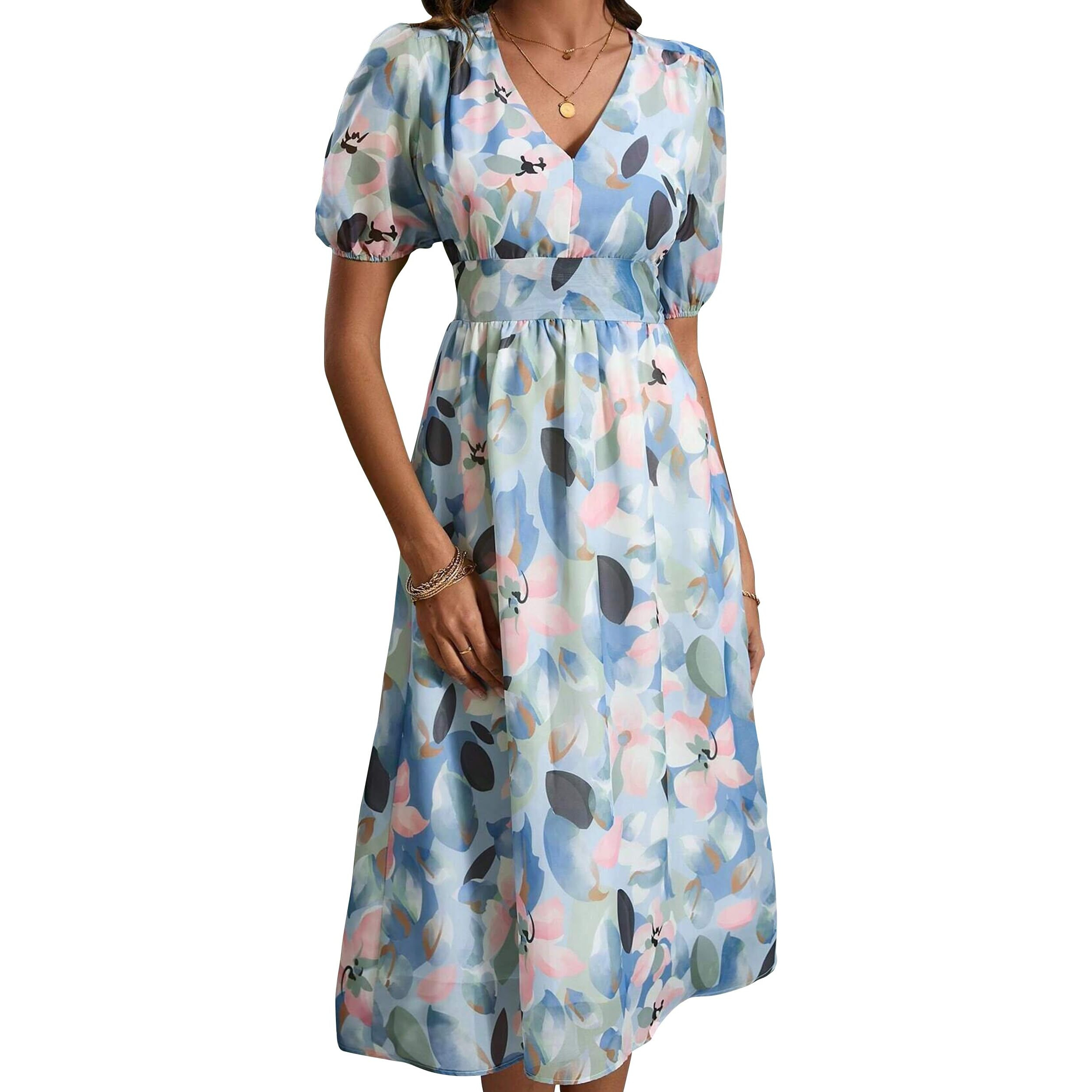 I Enterprise Women's Georgette A-Line Maxi Dress (Ndd_Ma644_Multicolor2