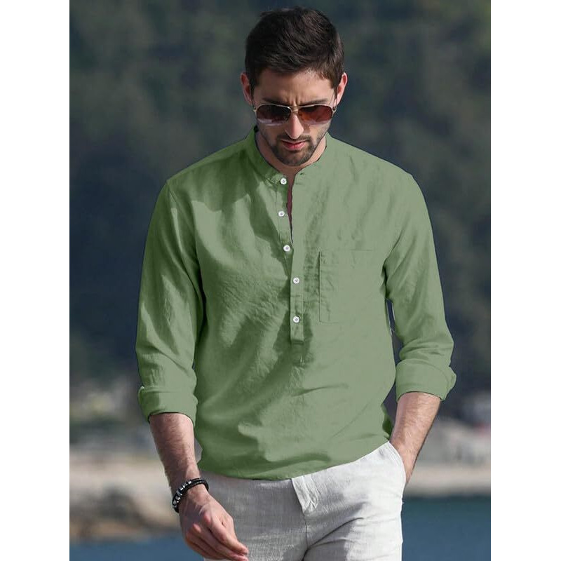 Be Active Men's Plain Regular (Rf0003 5-L_Green L)