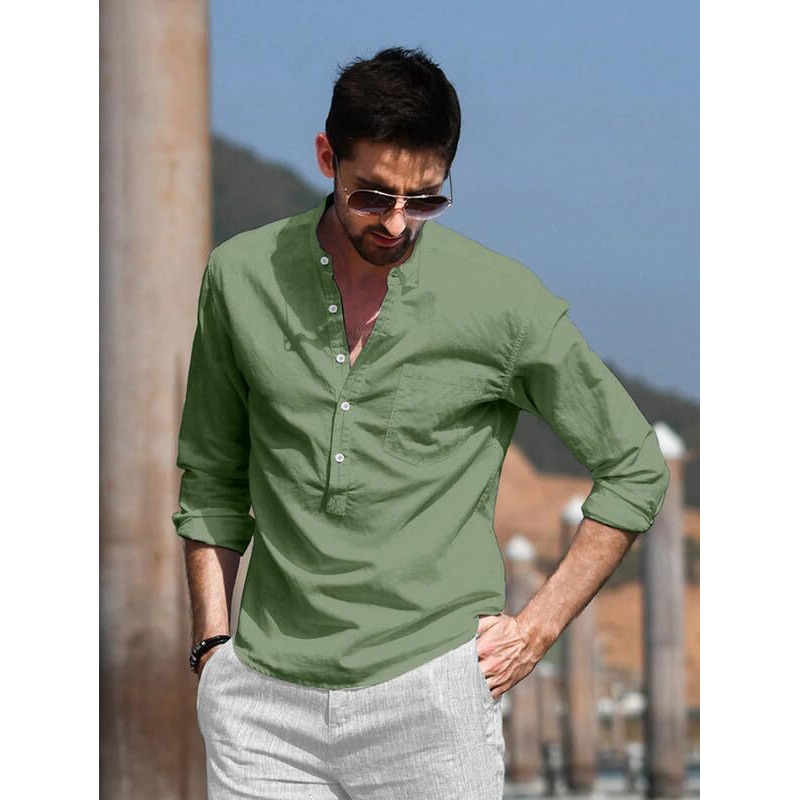 Be Active Men's Plain Regular (Rf0003 5-L_Green L)