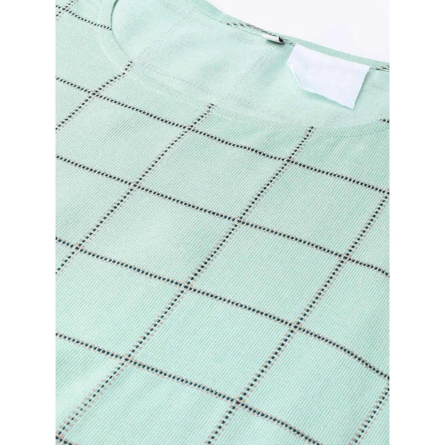 Idalia Checkered Print Teal Kurta With White Palazzo Pants